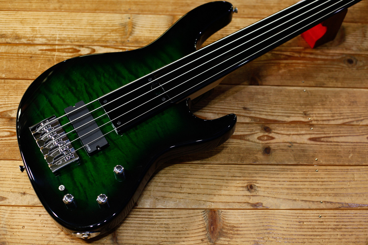 【5弦フレットレス・ベース】Crews JACKSON 5 MP / Flame Maple Top / Green Mist